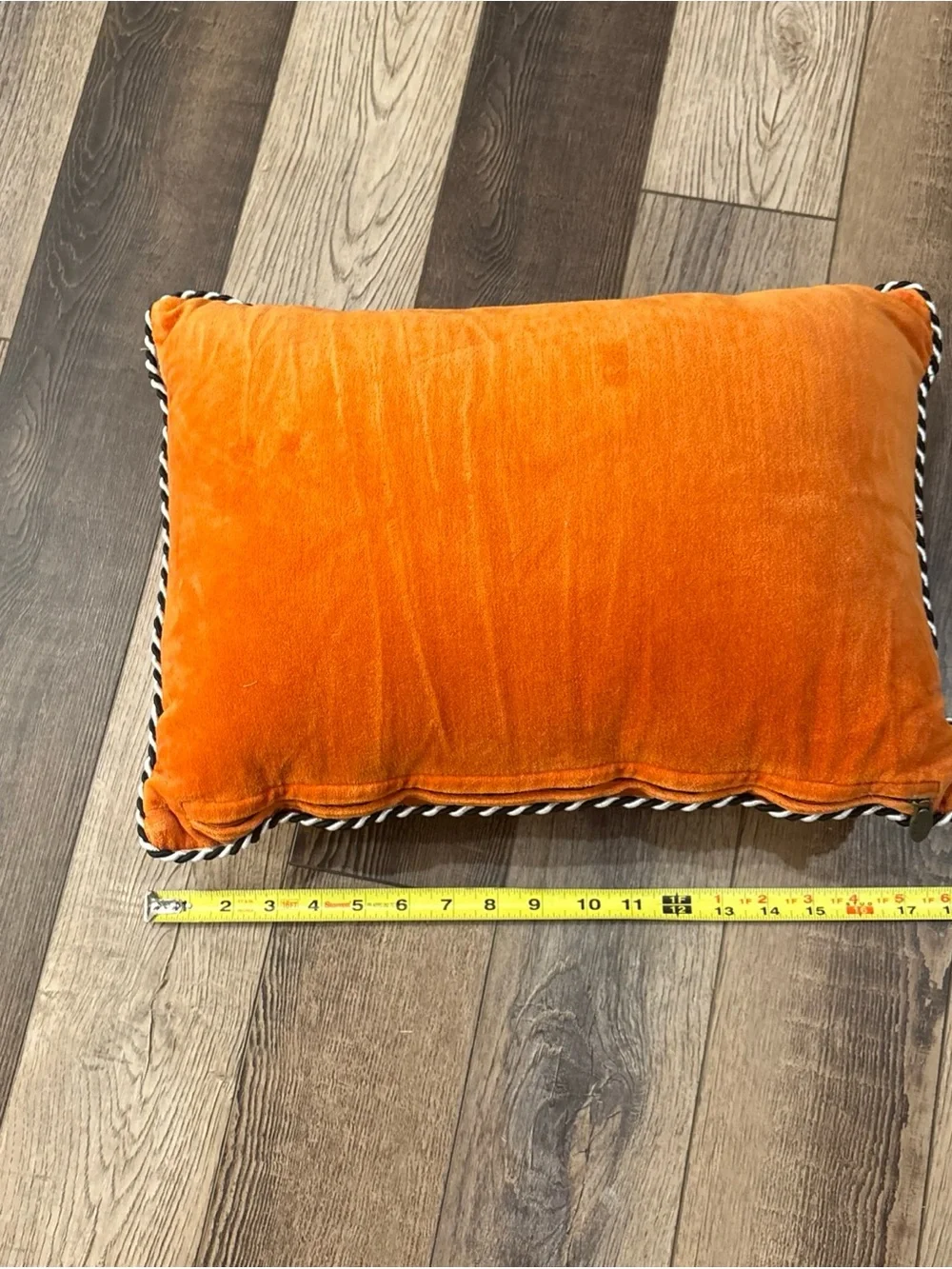Mackenzie Child-Orange Velvet Decorative Pillow with Beaded Turkey